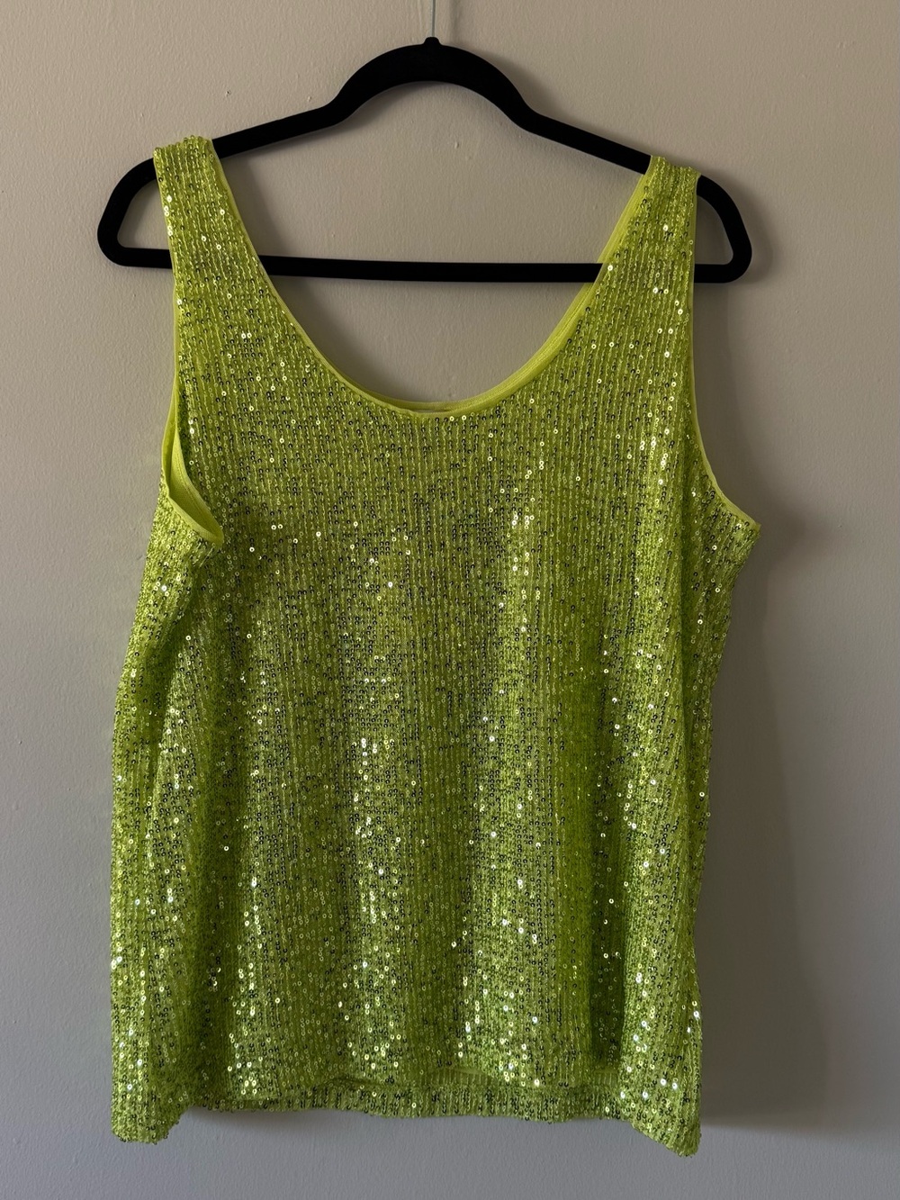 Anne Klein Lime Green Sequin Tank Top
